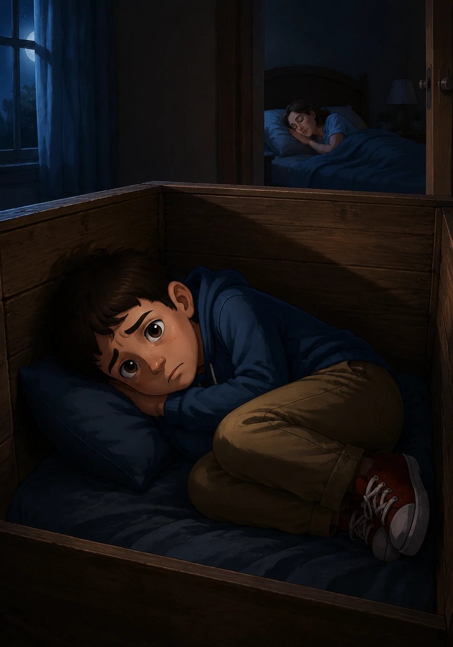 Late that night, nestled in his small wooden box, Christian listened to the rhythmic, peaceful breathing of his mother sleeping in the adjacent room. The gentle, polite absolute control she held over him felt entirely unbreakable, woven into the very fabric of her soft voice and maternal smile. He stared into the darkness, trapped in a quiet, beautiful nightmare from which there was no awakening.