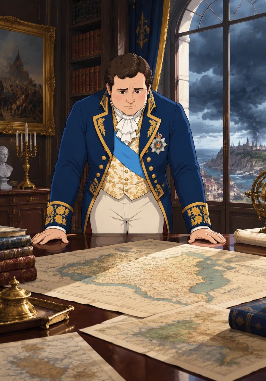 Na Europa do início do século XIX, ventos de guerra sopravam com força devastadora. O Príncipe João observava com preocupação os mapas em seu gabinete real, ciente de que os exércitos imperiais se aproximavam rapidamente das fronteiras de seu reino.