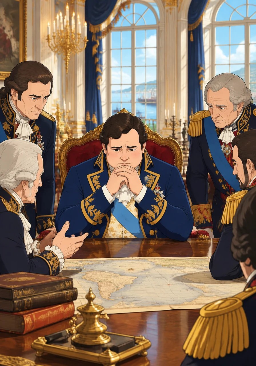 Reunido com seus conselheiros nas salas imponentes do palácio, o príncipe enfrentou uma decisão angustiante. Render-se significaria entregar a soberania de seu povo, enquanto atravessar o vasto oceano em direção ao Brasil era a única forma de manter a coroa a salvo.
