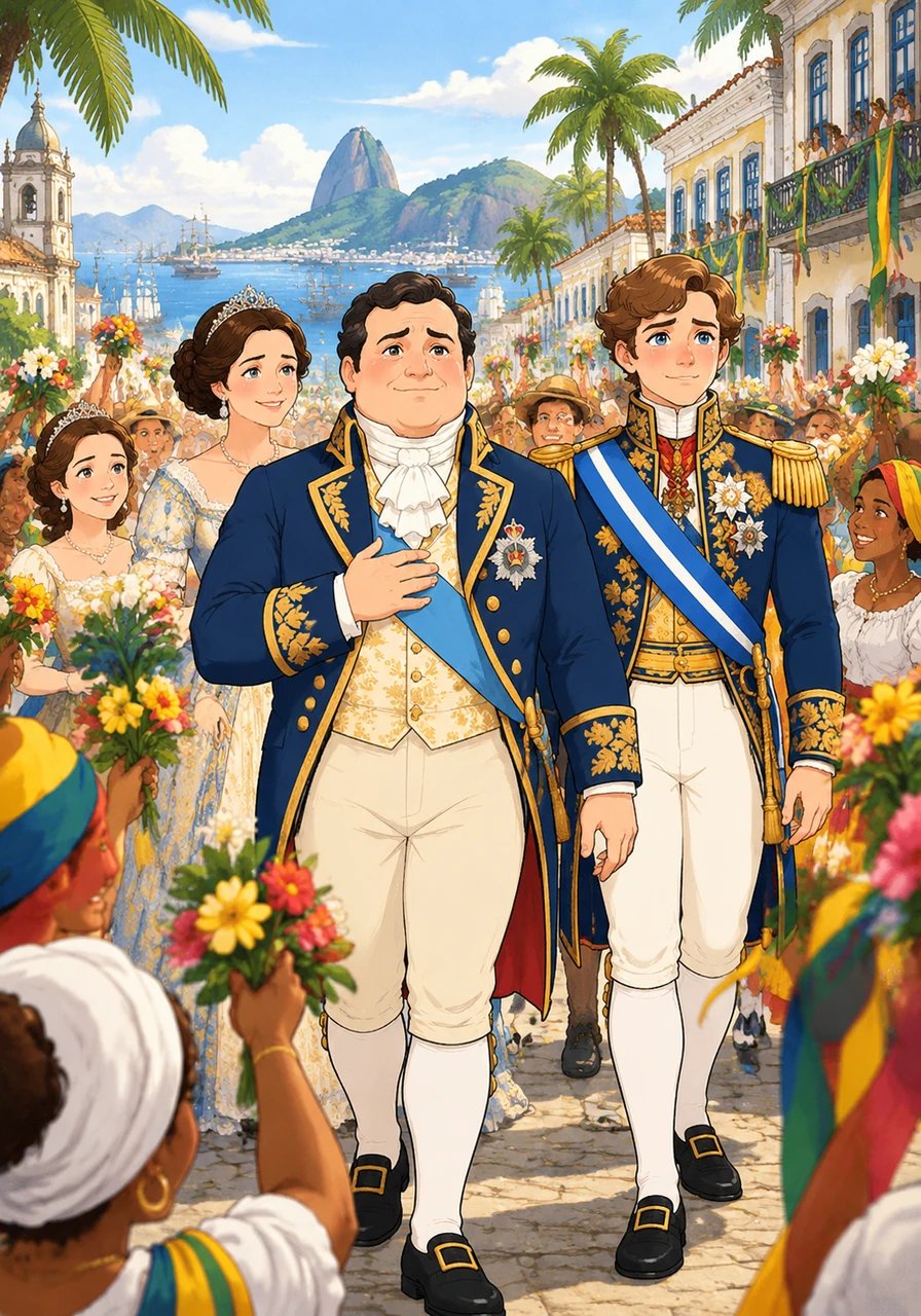 Ao desembarcar no Rio de Janeiro, a família real foi recebida com grande curiosidade e celebração pelas ruas decoradas da cidade. O calor do povo local e a beleza da nova terra trouxeram um alívio profundo após o longo tormento da viagem.