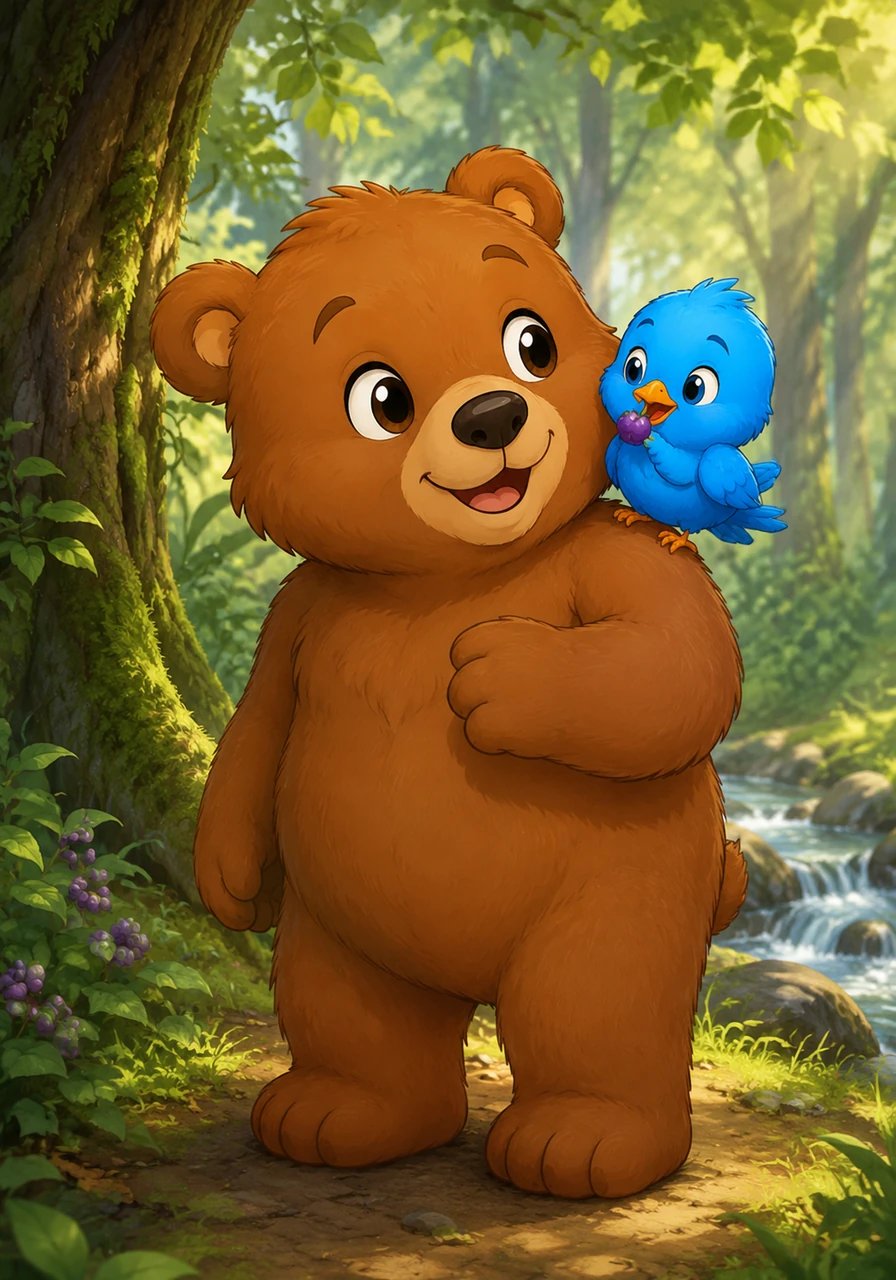 Pip flew down fearlessly, nibbled the berry gratefully, and perched right on Leo's fuzzy shoulder. In that quiet corner of the ancient woods, a wonderful and unlikely friendship was born.