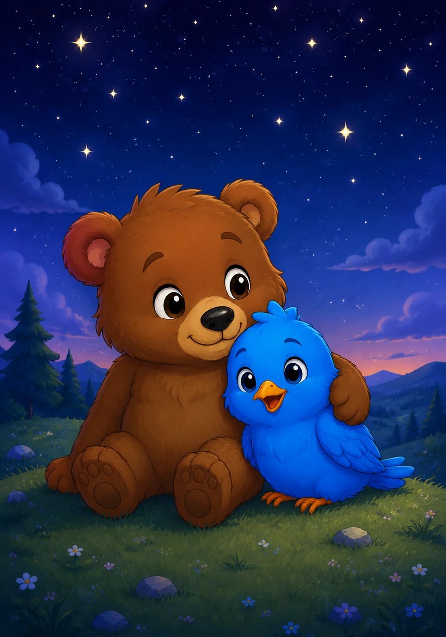 As the bright stars began to twinkle in the night sky, Leo and Pip snuggled close together on their favorite hill. They knew that no matter how big and scary the world could be, they would always have each other.