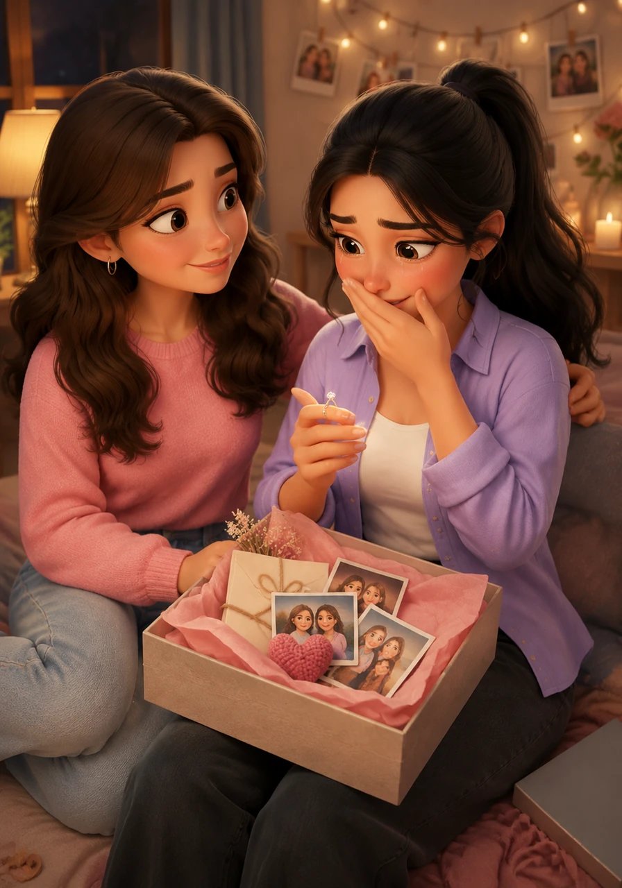Wanting to give something deeply meaningful, Diya spent hours crafting a beautiful, handmade birthday gift filled with all their shared memories. When Meera unwrapped it, tears of pure happiness filled her eyes, followed by overwhelming emotion when she was surprised with a delicate, heartfelt ring.