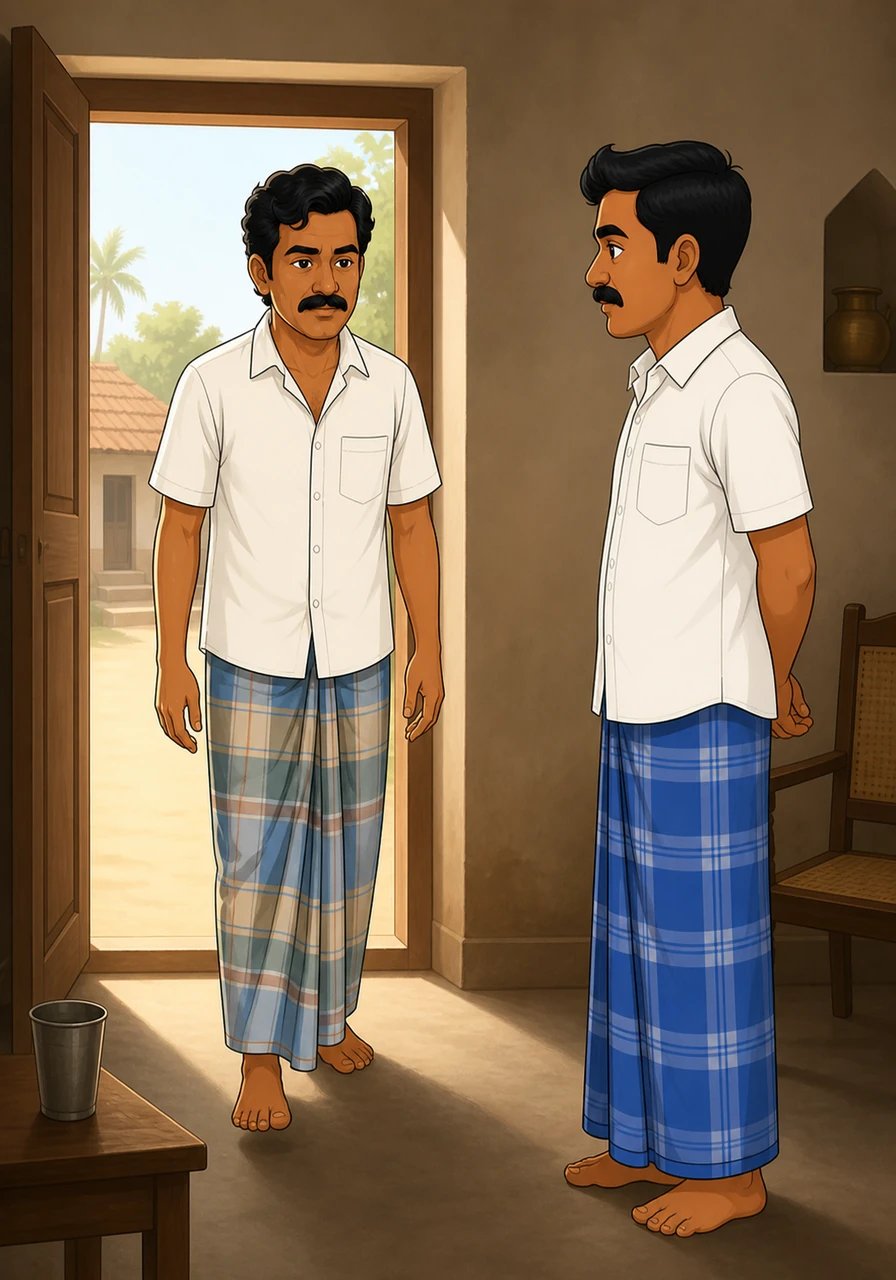 An elderly man steps through the threshold, escaping the mid-day heat and seeking a moment of peace. Though no words are spoken, Mani greets him with a subtle nod, creating a heavy yet deeply comforting stillness that fills the small room.
