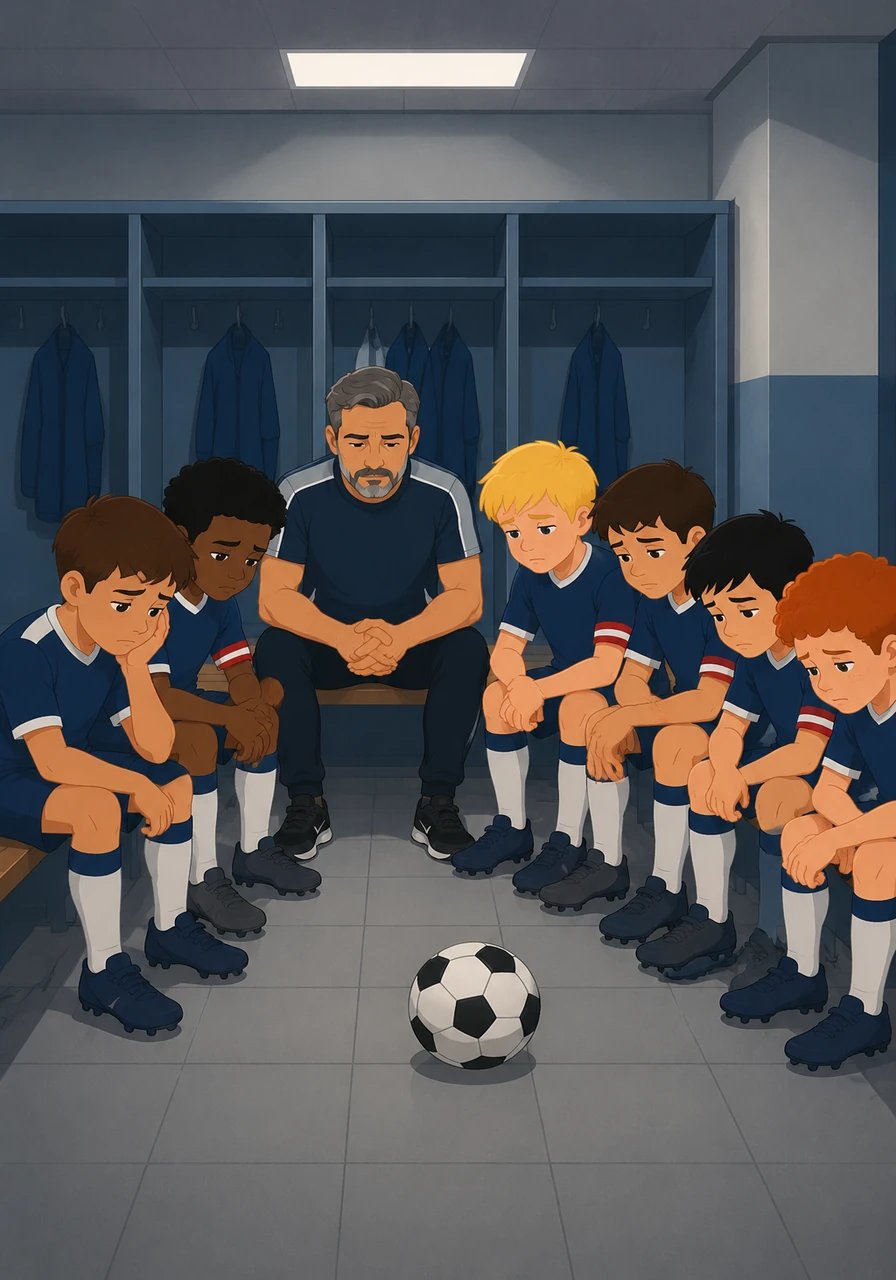 The ultimate test arrived when the team played a high-stakes match against the defending champions. During the first half, everything went wrong, and they quickly found themselves losing 2-0. In the locker room at halftime, the players sat in silence, feeling completely defeated and disappointed.