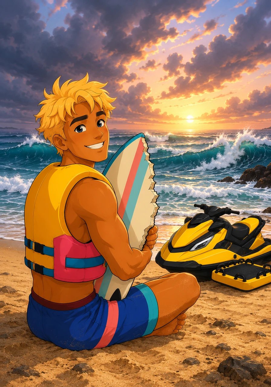 Sitting safely on the warm, sandy beach, Kai looked back out at the roaring horizon with a newfound sense of awe and profound respect. He smiled, holding his broken board close, knowing that he had faced the titan and discovered his own inner strength.