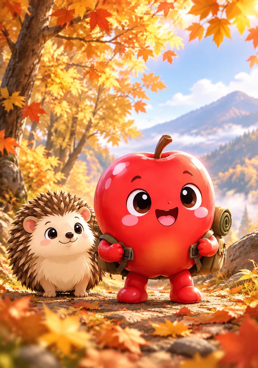 As summer fades into crisp autumn, a soft blush of warm crimson begins to wash across Pip's green skin. The cool autumn air tickles his stem, and the leaves surrounding him turn brilliant shades of orange and gold. Pip sparkles like a polished ruby in the crisp morning light, fully ripe and ready for a new journey.