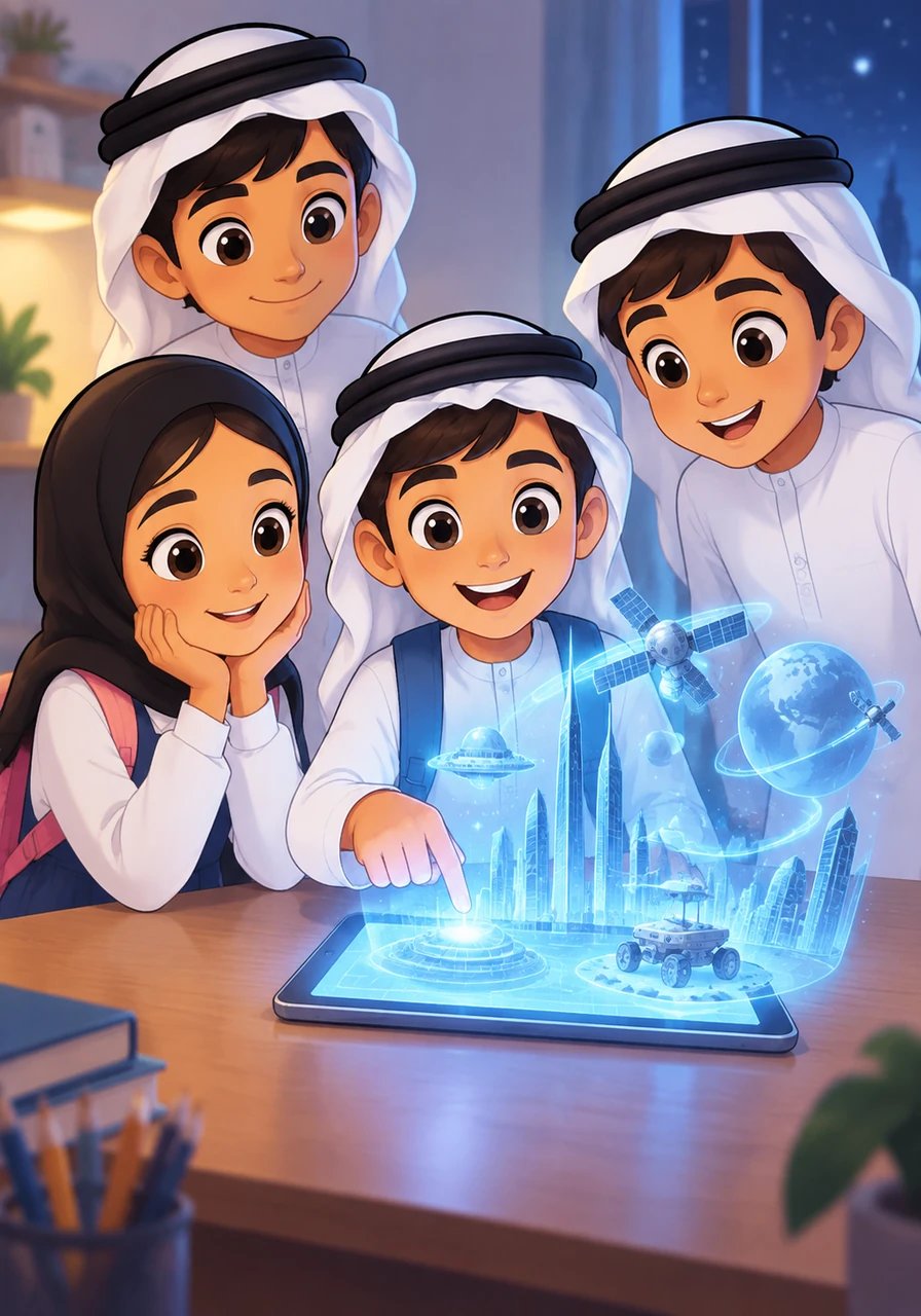 Fahem tapped on his glowing digital tablet, casting a brilliant holographic projection of futuristic space probes and smart cities above their desk. With an enthusiastic smile, he showed everyone how modern technology could bring their grandest ideas to life.