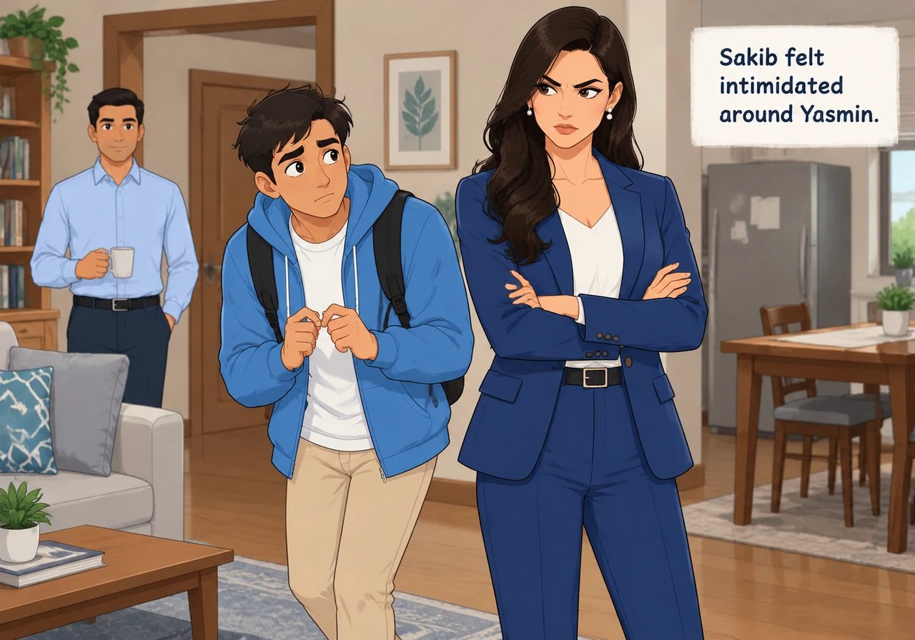 Sakib always felt intimidated by Yasmin, his elder brother Nahid's striking yet fiercely strict wife. In their busy family home, her sharp gaze and st