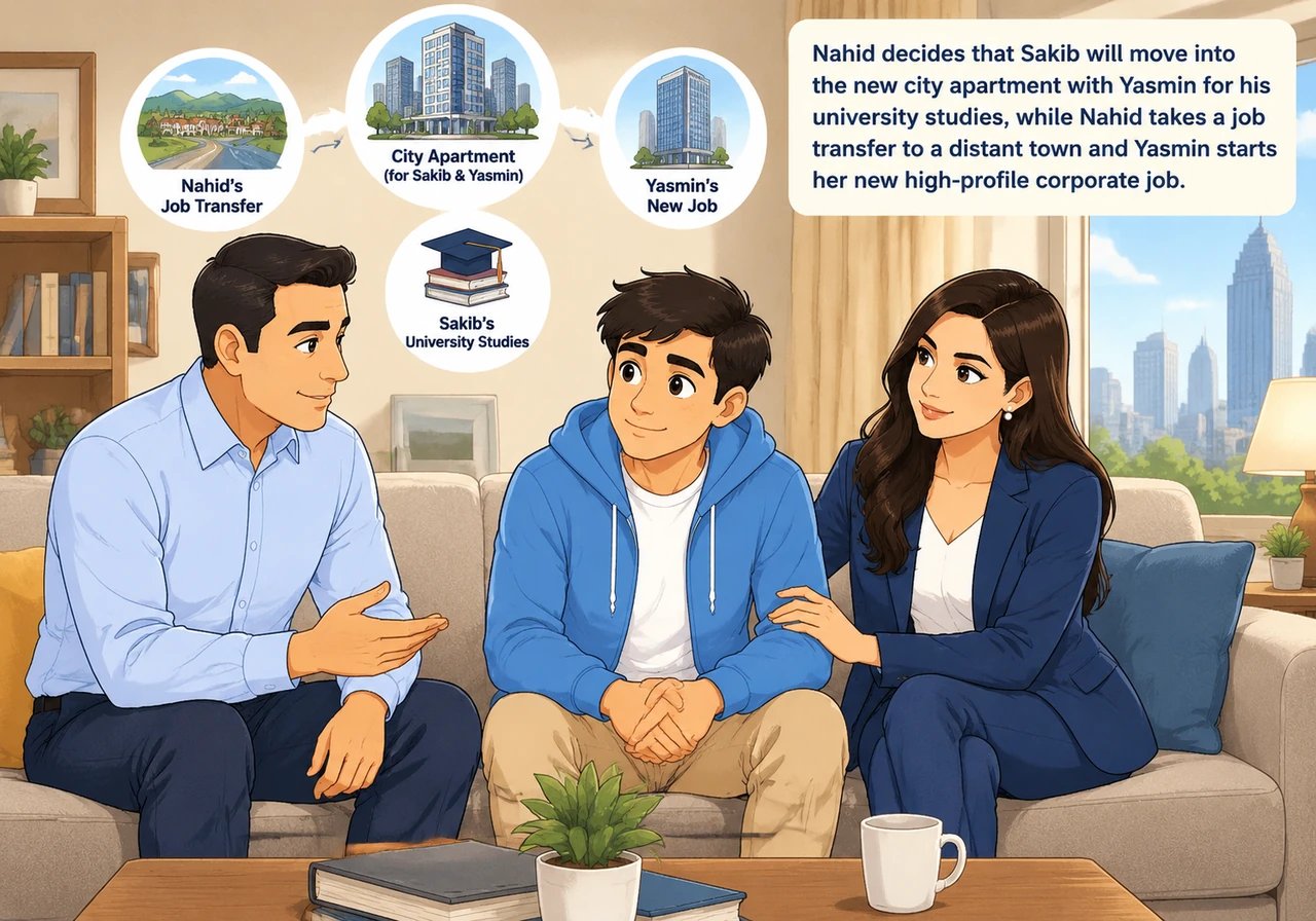 When Nahid received a job transfer to a distant town around the same time Yasmin secured a high-profile corporate position in a booming city, the fami
