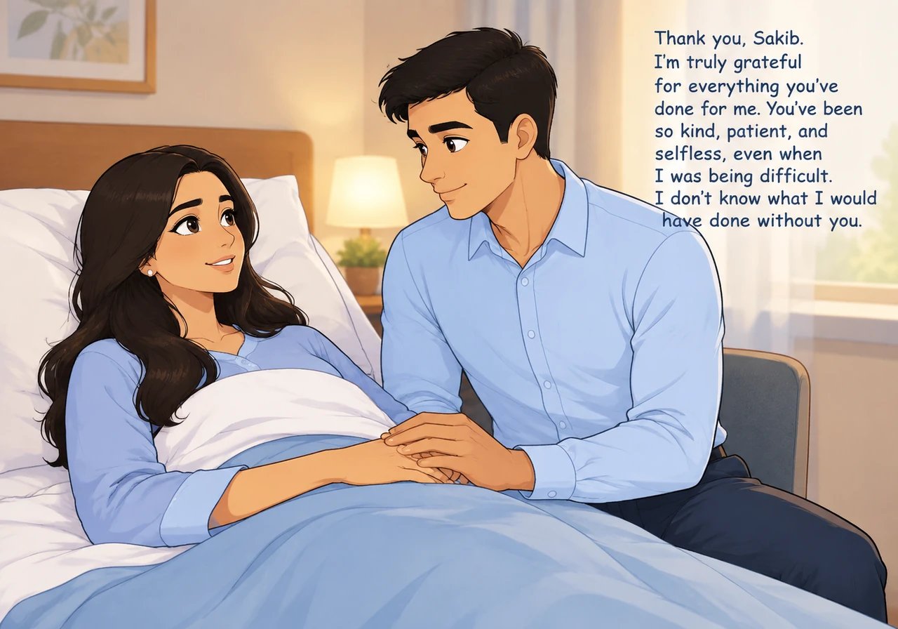 Touched by Sakib's selfless care and tenderness during her illness, Yasmin's strict demeanor melted away. She began to speak to him with gentle warmth