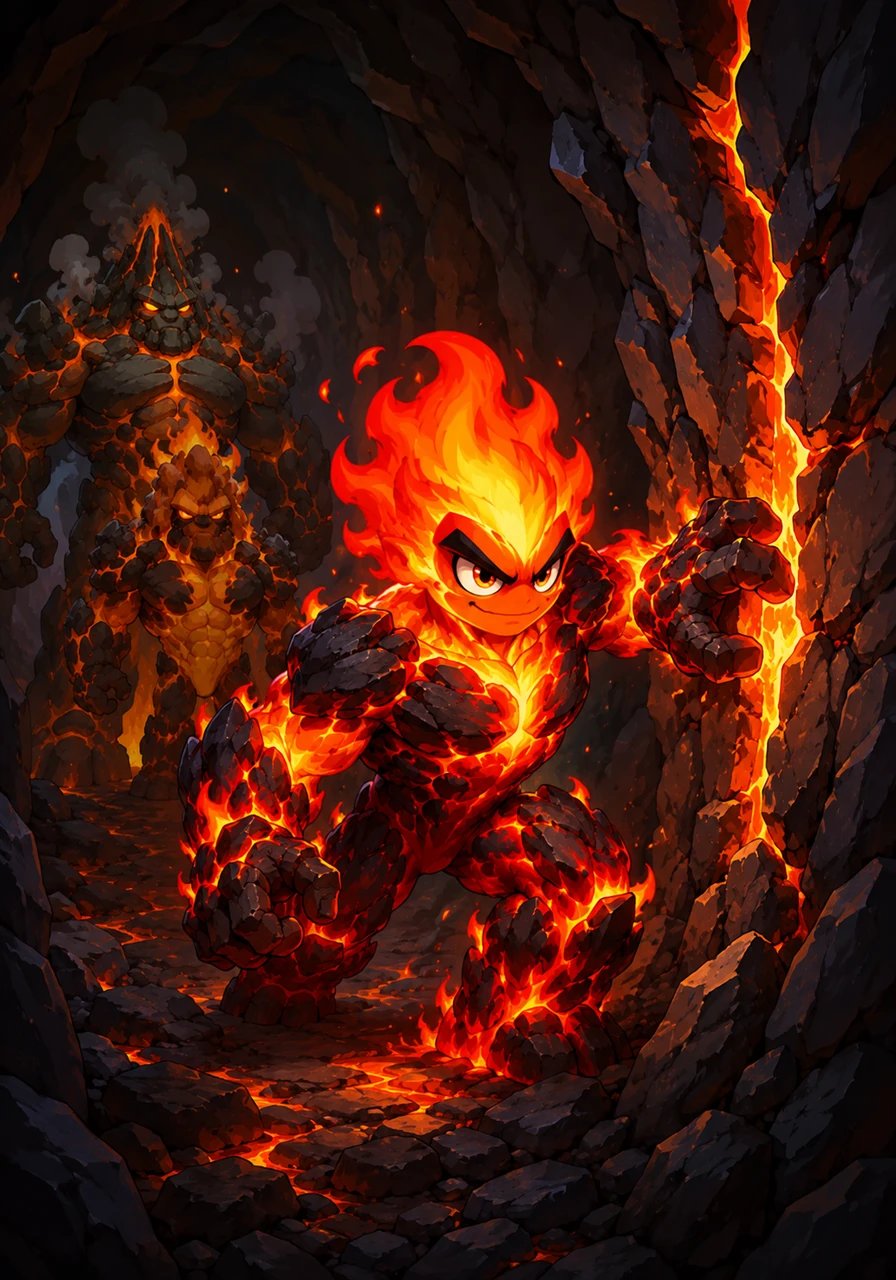 Driven by his ambition, Magmus began to search for small cracks and fissures in the thick, solid crust of the Earth. He moved through dark, jagged subterranean passages, looking for any path that would lead him to the surface.