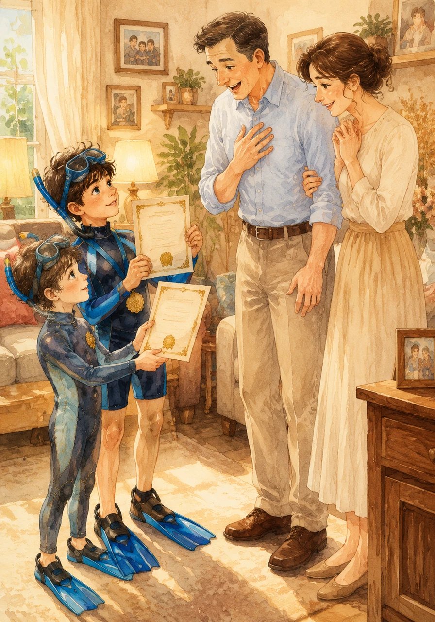 After receiving even more academic honors, the boys request a grand party for all their classmates while their parents are out at the movies. Their parents proudly agree, believing the request is a sign of their sons' growing maturity and social grace, unaware of the magical flood the children are planning.