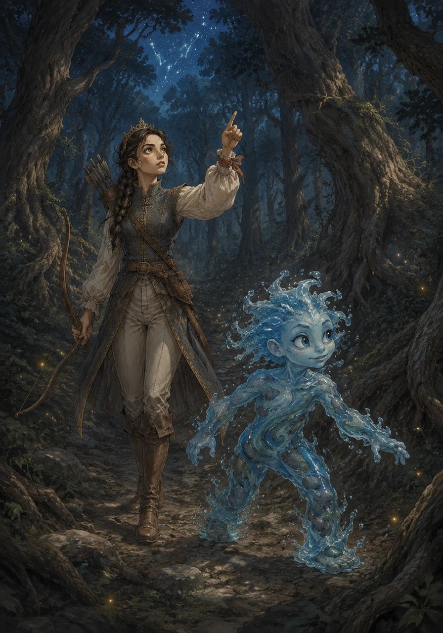 Their journey began in the Enchanted Woods, where the trees grew so closely together that the path disappeared into twilight. Daniela used her keen eyes to guide them through the tangled roots, while Ariana used her knowledge of starlight patterns to keep them heading north.