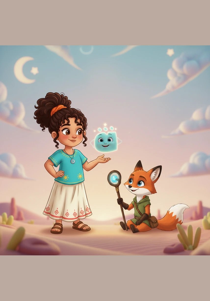 While walking, she encountered a small fox sitting under a tree, looking very thoughtful and trying to whisper the sound of his own name.