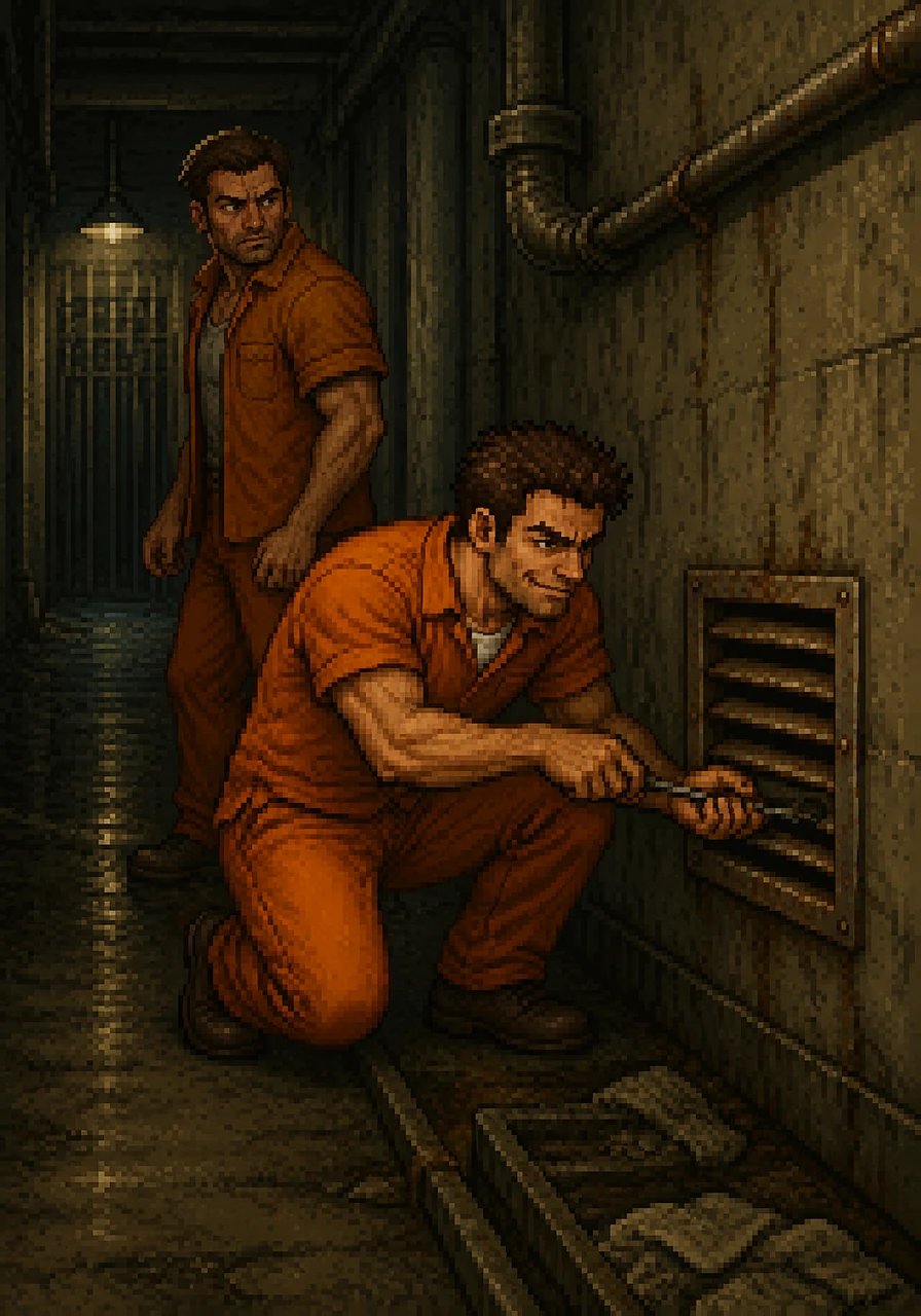 Deep inside the older section of the prison, Nate used the stolen tool to pry open a rusted ventilation grille hidden behind the laundry barracks. Sam kept watch in the dim hallway, listening to the buzzing Hindi announcements over the static-filled intercom as they secured their primary insertion point.