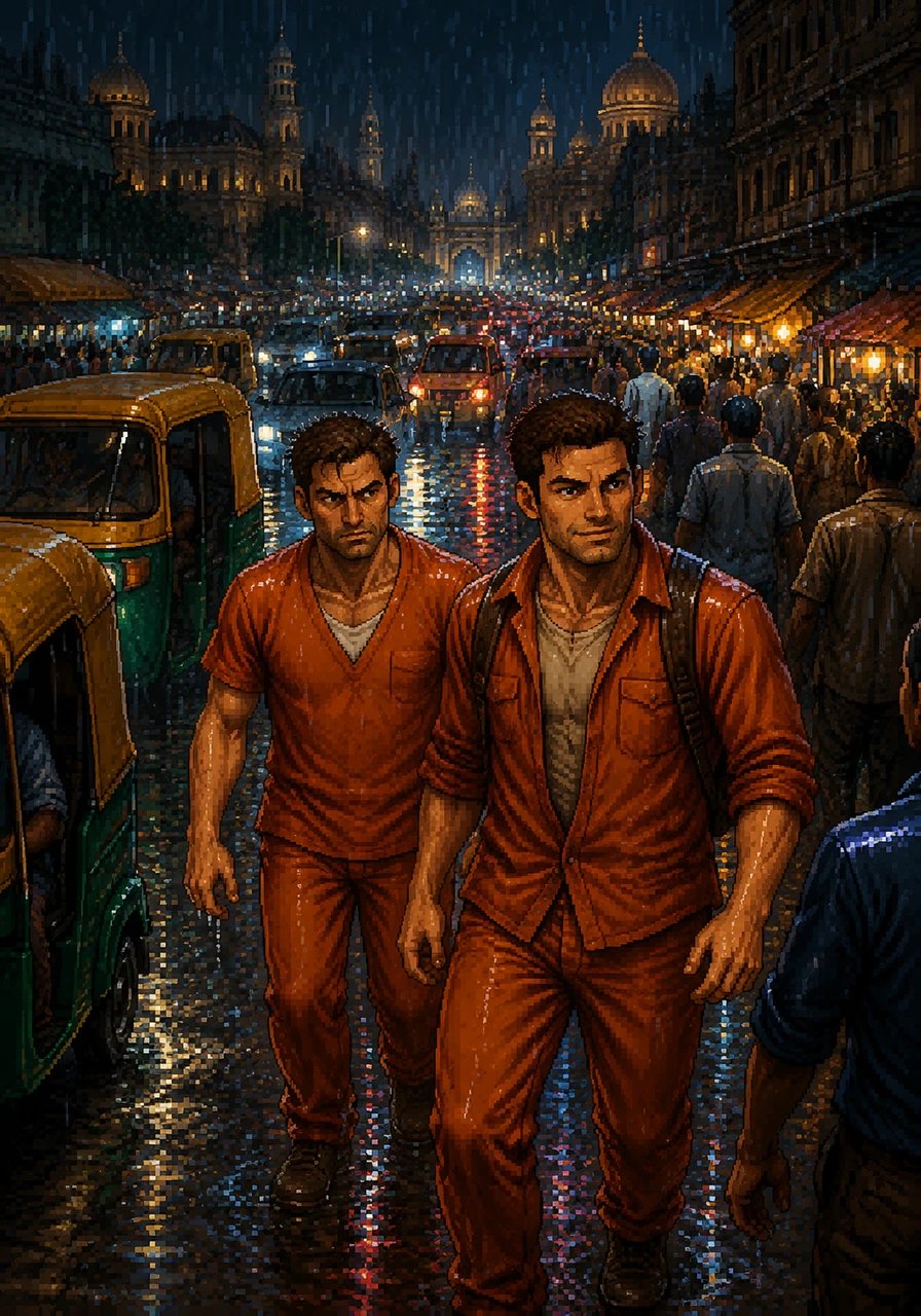 With a final, exhausting burst of adrenaline, Nate and Sam hauled themselves over the top of the wall and dropped down into the chaotic, flooded streets of New Delhi. Blending seamlessly into the crowded midnight traffic and passing auto-rickshaws, the Drake brothers vanished into the rainy night, free at last.