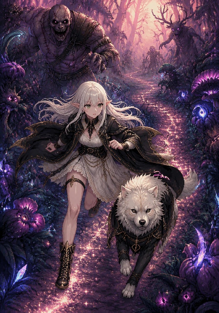 Cristal and her loyal bush dog sprint into the vibrant, bizarre wilderness, leaving their life of servitude behind as they follow the map's glowing paths. The strange plants and beautiful creatures of the realm seem to whisper warnings of the danger trailing close behind them.