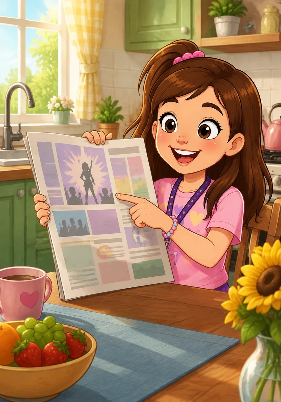 One exciting morning, Lily discovered a contest in the local newspaper announcing a chance to win a Meet & Greet with Taylor Swift at her upcoming stadium show. She immediately knew she had to try.