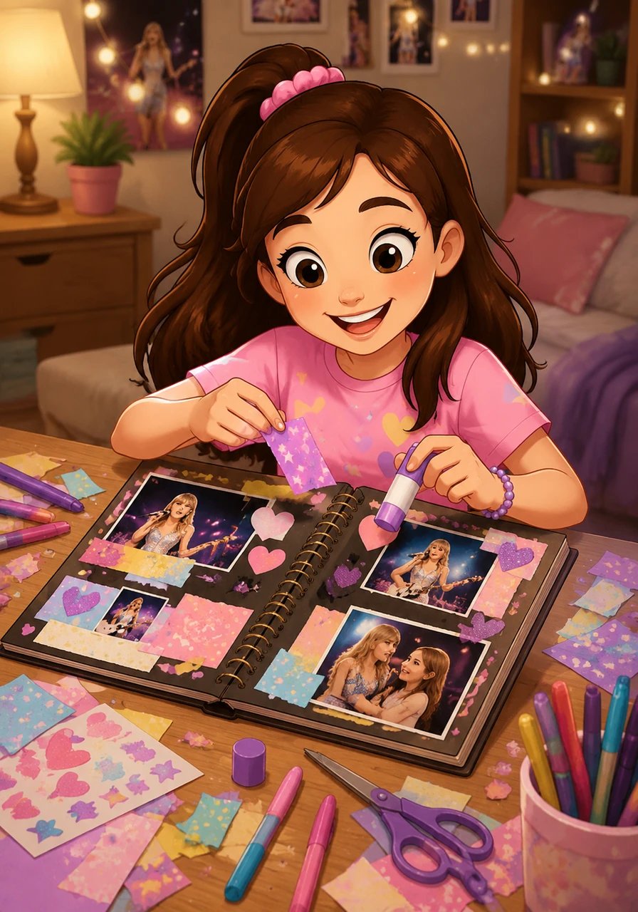 Lily decided to create an extraordinary scrapbook documenting her fandom journey, filling it with ticket stubs, photos from past concerts, and her favorite memories associated with Taylor's music.