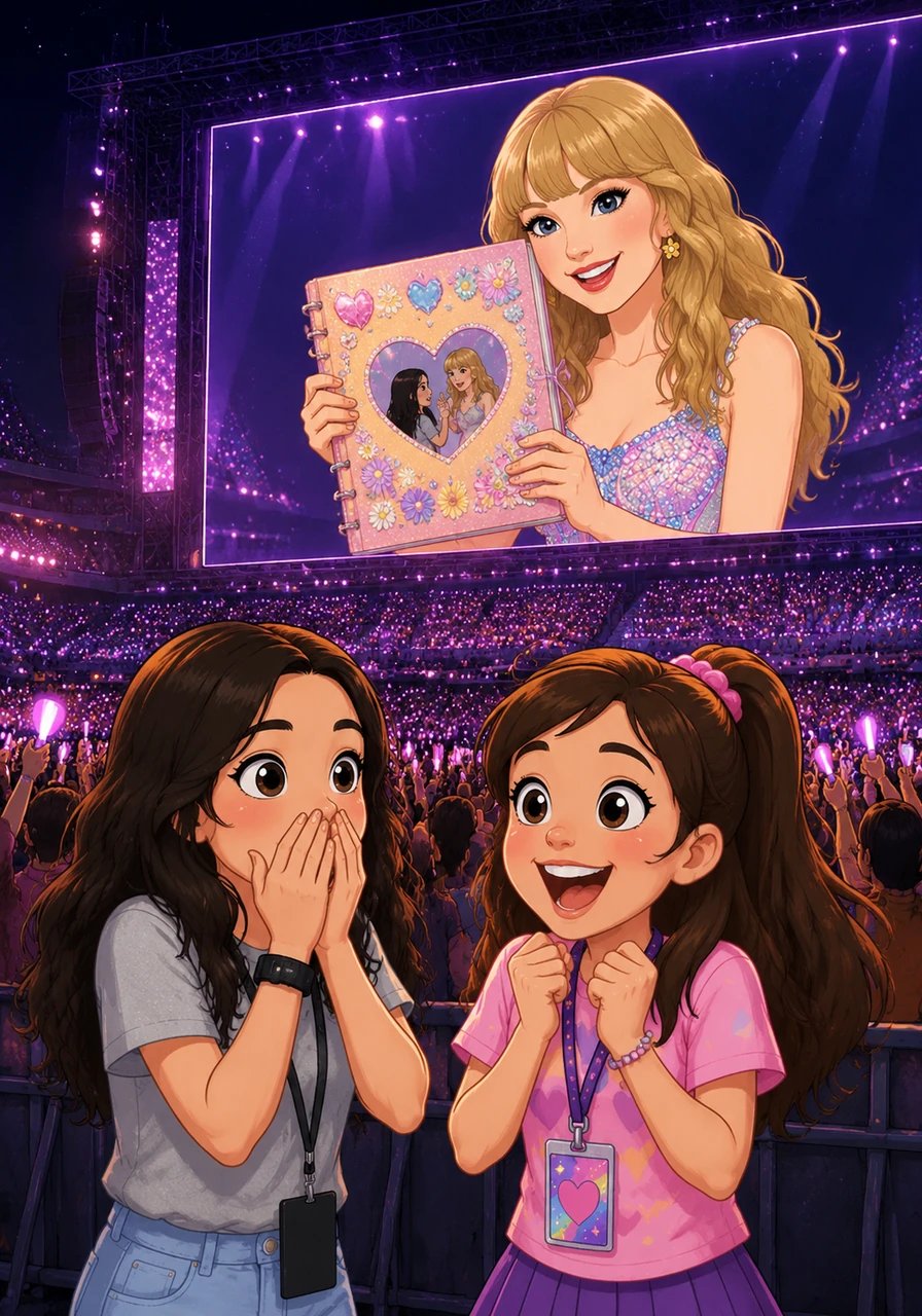 During a break in the show, Taylor herself held up Lily's unique scrapbook on the giant screen and announced her name as the winner. Lily was absolutely stunned and overwhelmed with emotion.