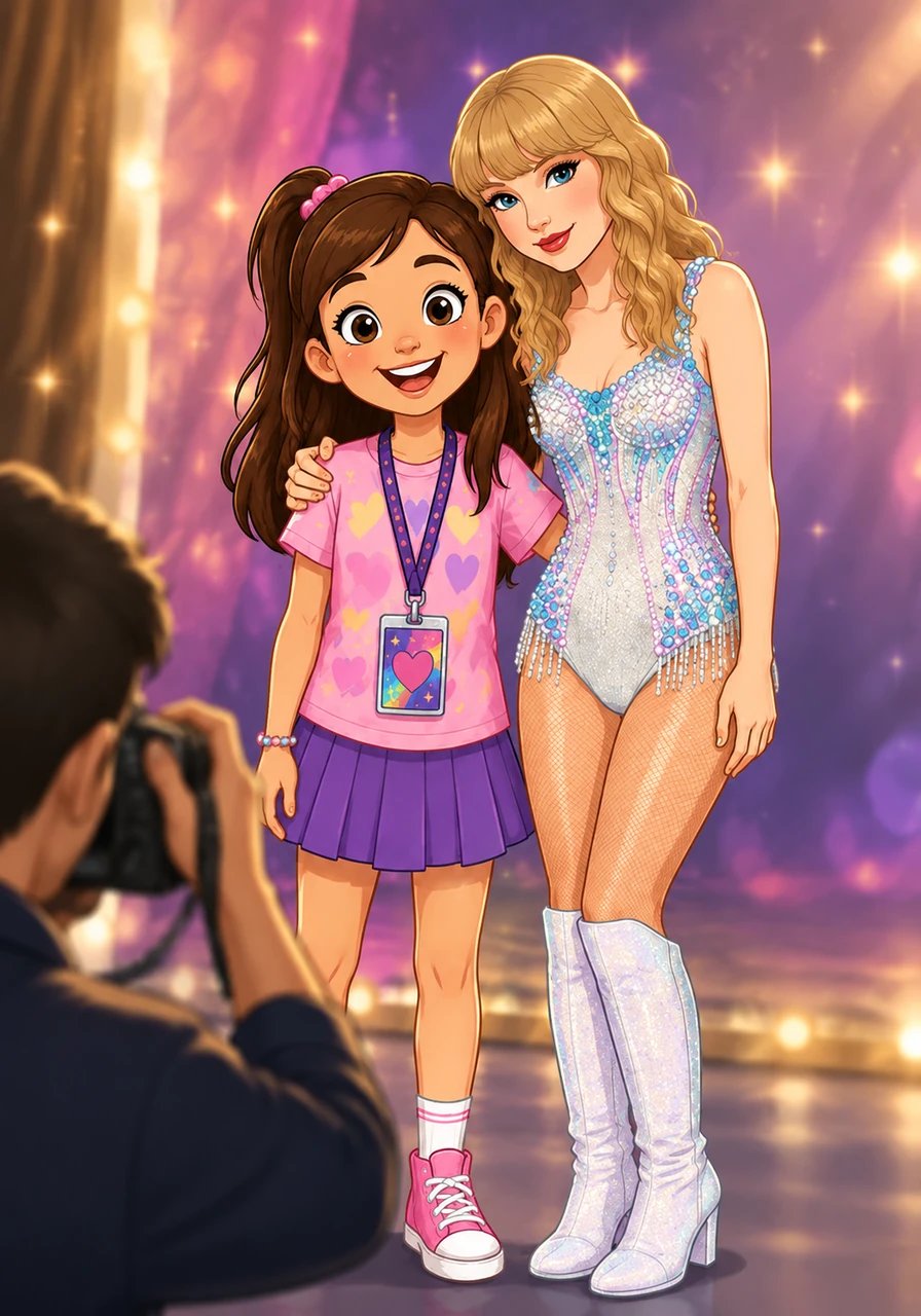 The moment arrived. Taylor and Lily posed together, beaming with joy, as a photographer captured the unforgettable picture Lily had always dreamed of taking with her hero.