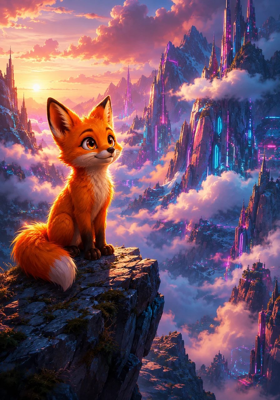 En lo alto de las majestuosas montañas de Nargandi, donde las nubes acarician las cimas, vivía un pequeño y curioso zorrito llamado Kiko. Su pelaje era del color del atardecer y sus ojos brillaban con la promesa de nuevas aventuras cada mañana.