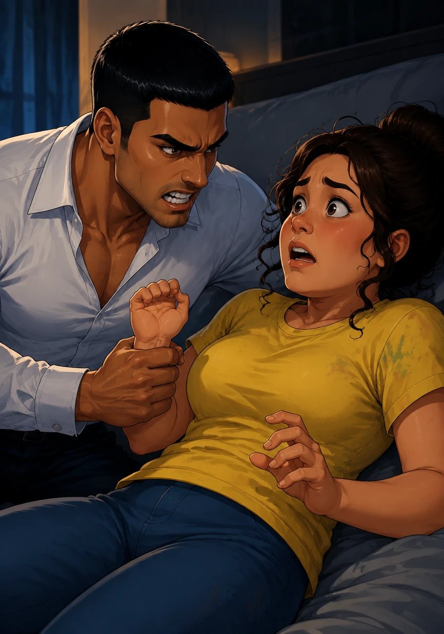The figure bolts upright with a terrifying roar, his eyes flashing with a lethal, predatory instinct that stops Diksha’s heart. 'Kaun ho tum? How dare you touch me!' Hridaan snarls in a voice like thunder, his mafia-trained reflexes causing him to grab her wrist with a grip of steel.
