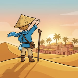 The Wanderer and the Camel in the Desert