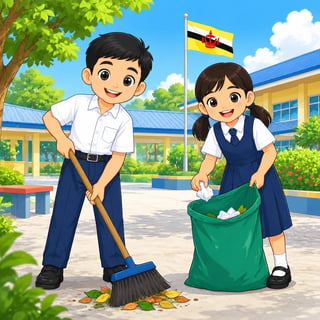 Amir Menjaga Kebersihan Sekolah - educational