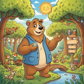 Barnaby the Benevolent Bear and the Sunny Forest's Caring Heart