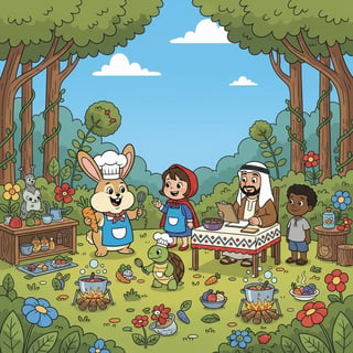 การแข่งขันทำอาหารสุดป่วนของกระต่ายกับเต่า - fairy-tale