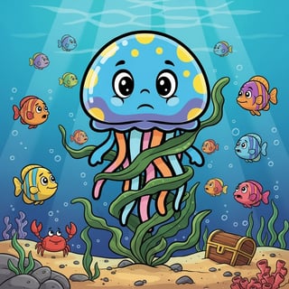 The turtle and the jellyfish by Isabella Leander