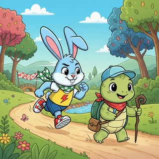 The Boastful Rabbit and the Steady Turtle