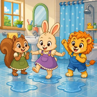 미끌미끌 화장실에서는 조심조심! - educational