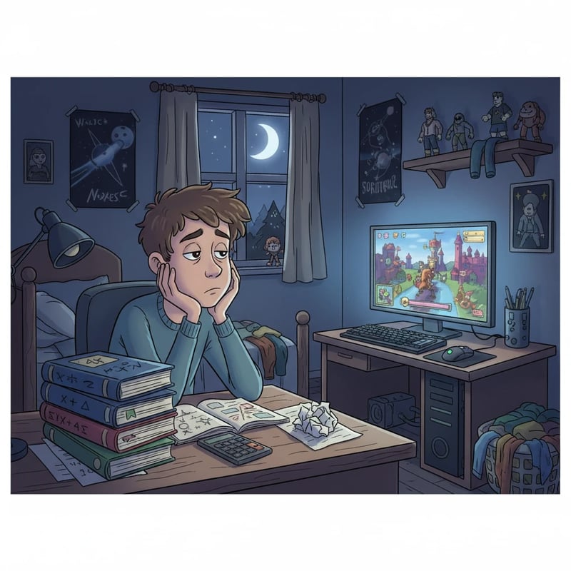 Niezbyt pilny uczeń klasy 4a przed maturą - Educational stories