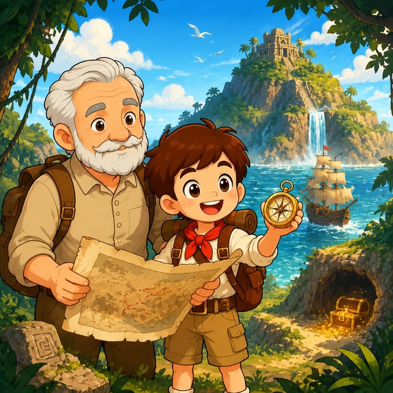 신비의 섬과 잃어버린 황금 나침반 - Adventure stories