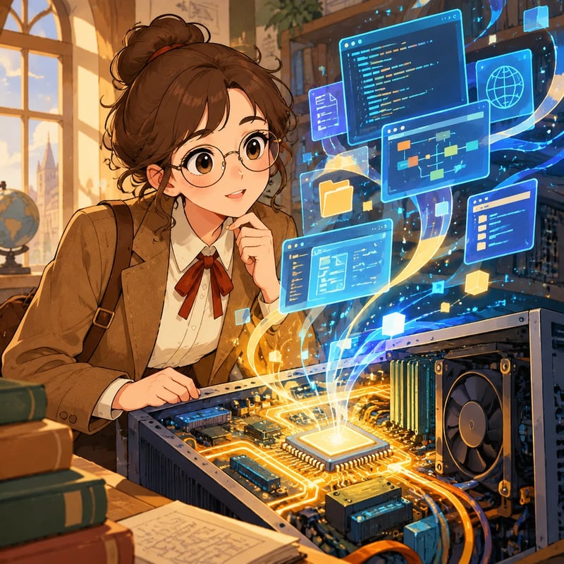 Viaje al Corazón del Computador: Hardware y Software - Educational stories